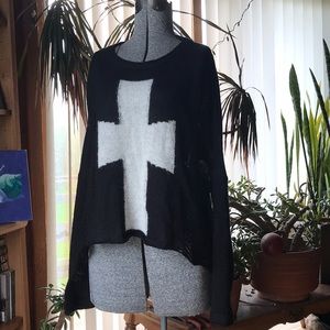 Distressed Punk Cross Sweater